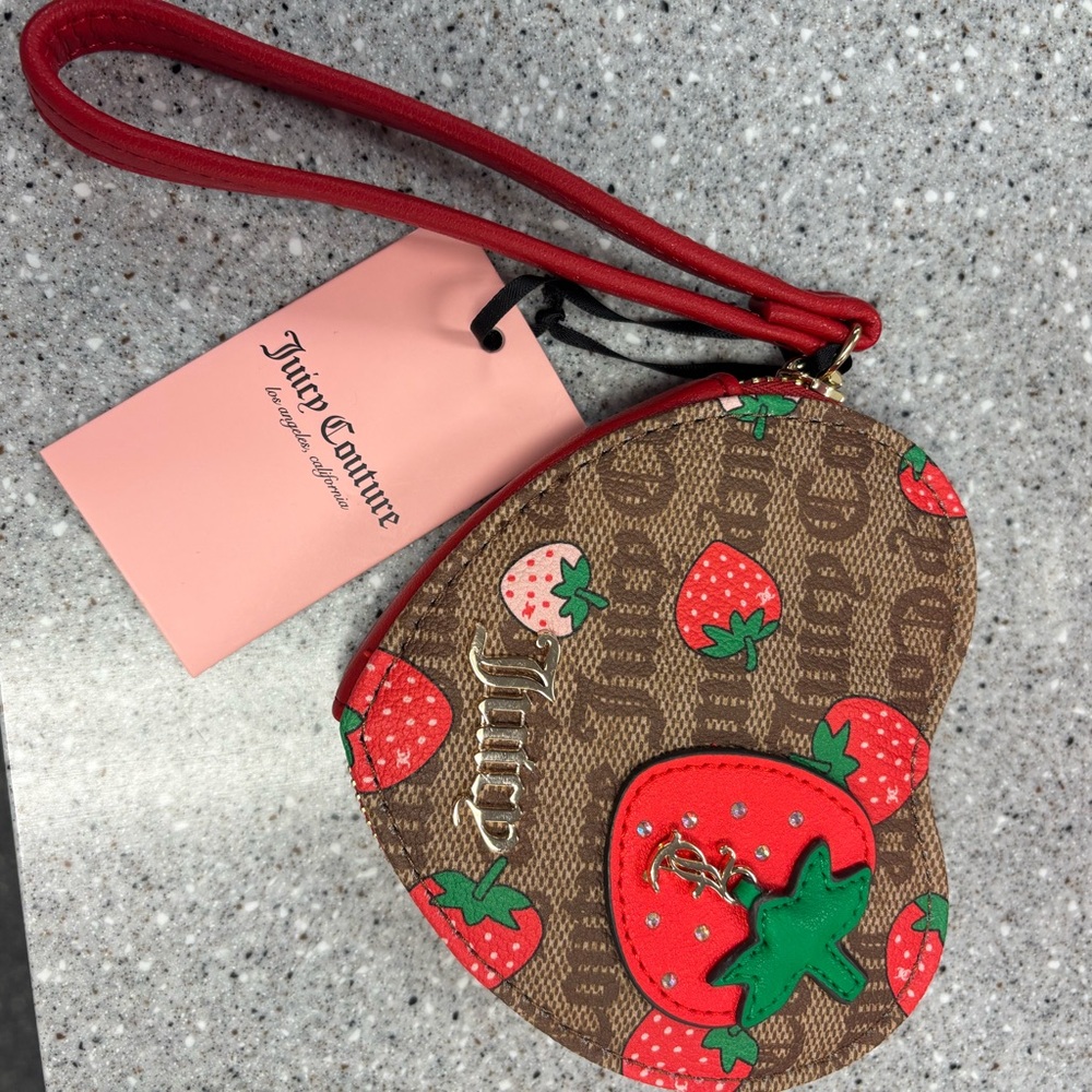 Juicy Couture Brown and Red Strawberry Wristlet